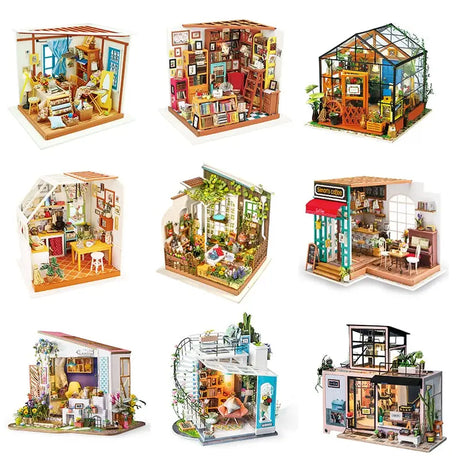 a collection of miniature houses
