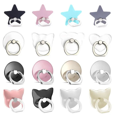 a set of six different colored cat ears with a star shaped nose ring