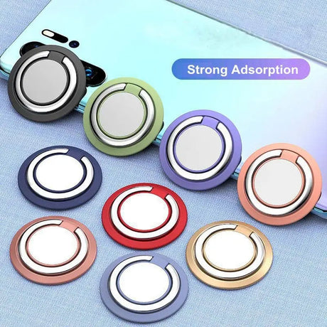 a set of six different colored plastic phone rings