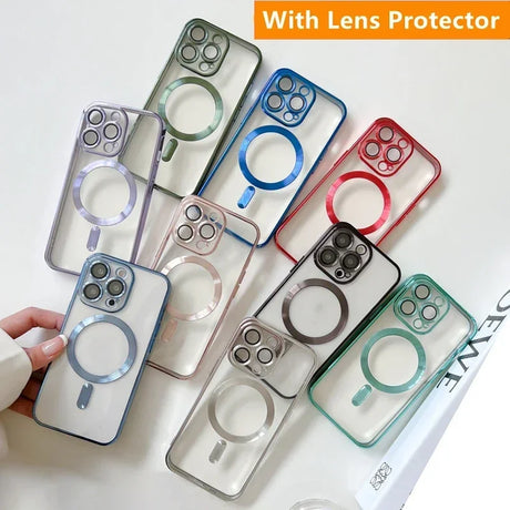 Colorful iPhone cases with lens protectors.