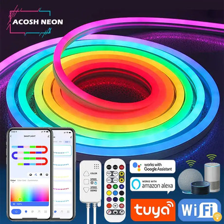 a colorful led strip with remote remote control