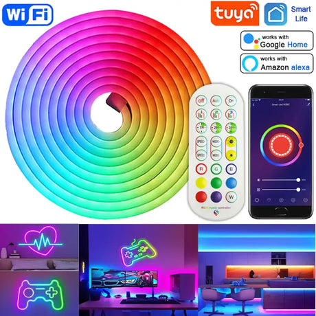 a colorful led strip with remote control