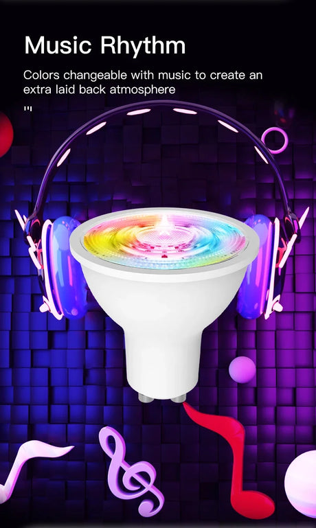 Colorful music-syncing light bulb.