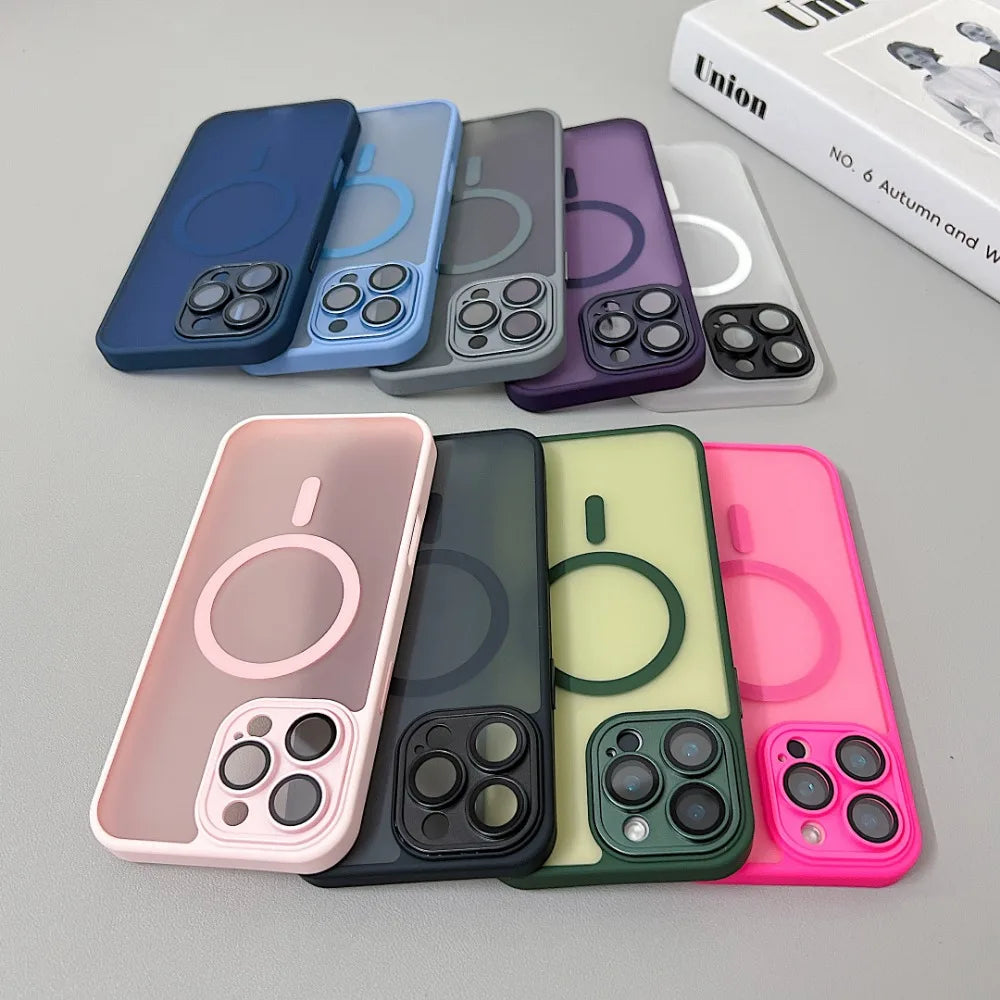 Colorful phone cases with magnetic ring.