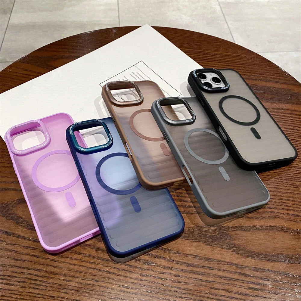 Colorful, translucent phone cases with magnetic ring.