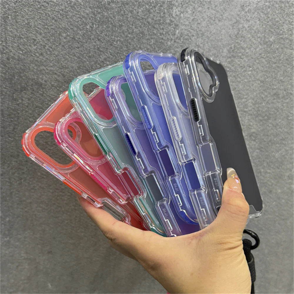 Colorful transparent phone cases.