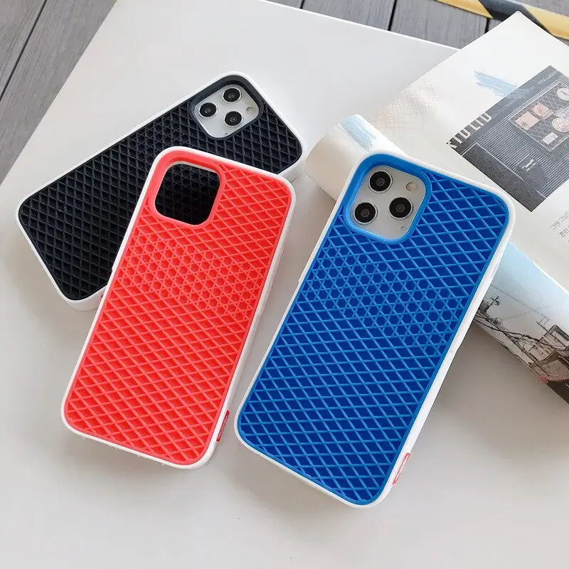 a pair of iphone cases with a red and blue case