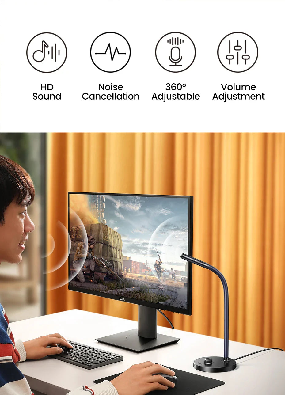 Computer microphone with adjustable gooseneck.