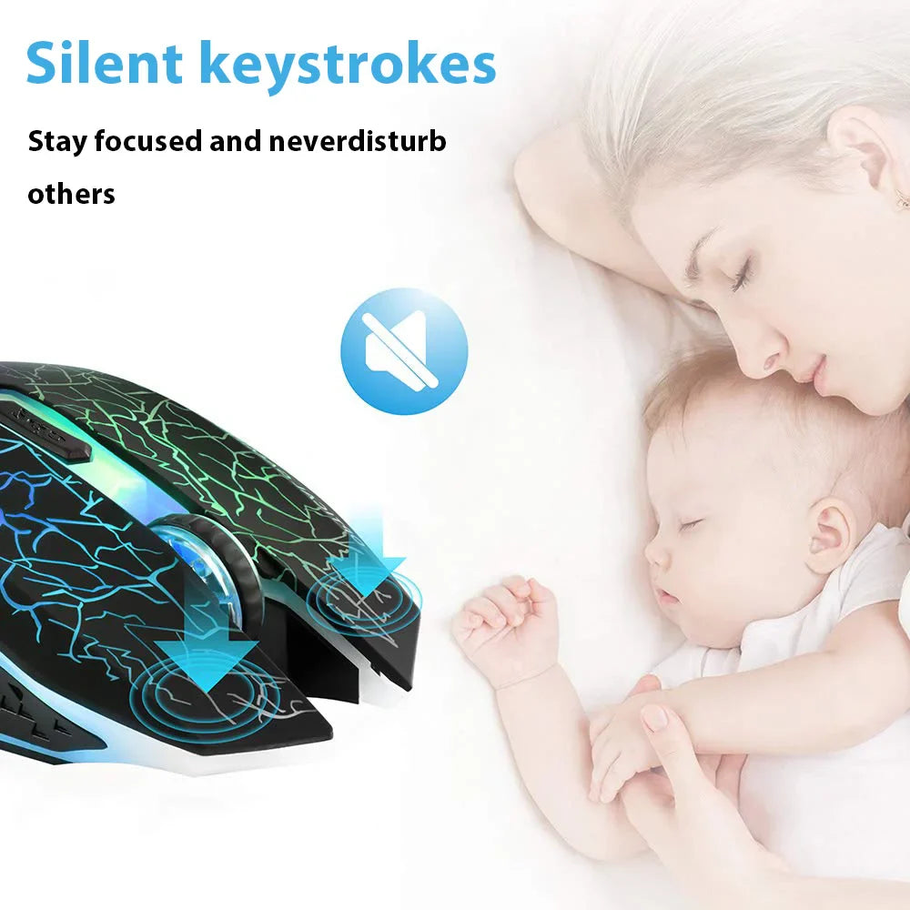 Computer mouse with illuminated blue patterns on its surface.