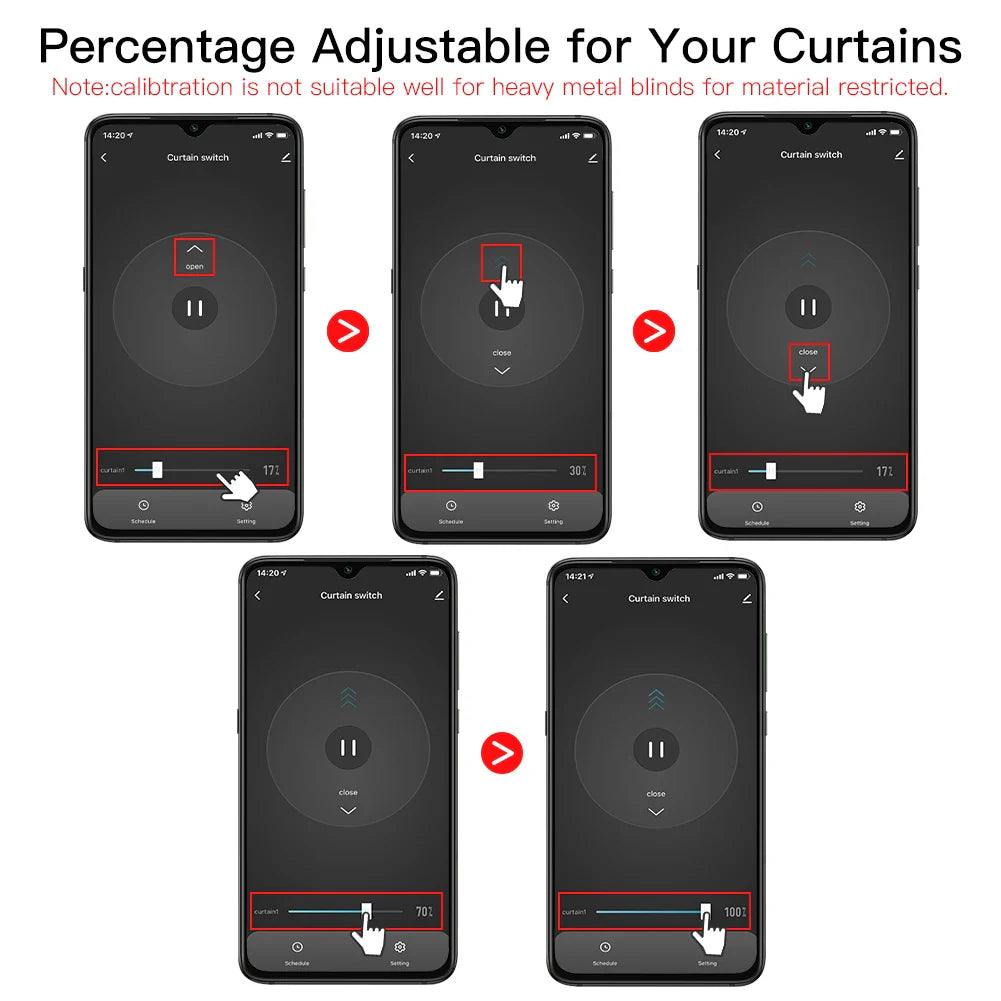 Curtain control app interface.