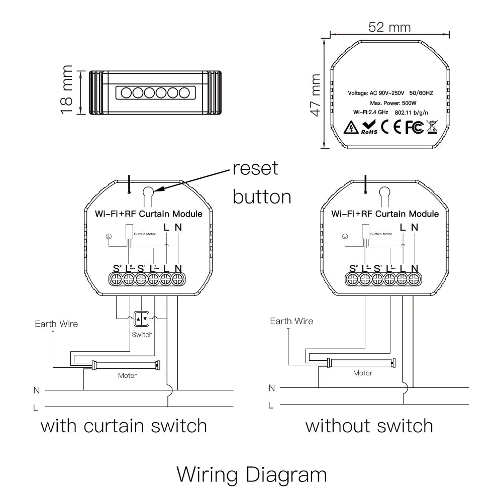 Curtain module wiring diagram.