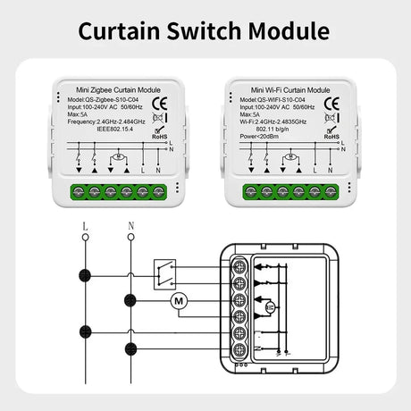 Curtain switch module wiring diagrams.