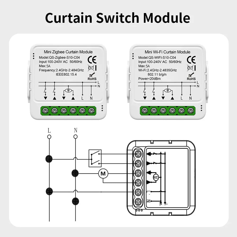 Curtain switch module wiring diagrams.