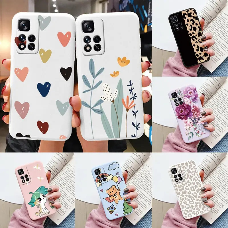 cute cartoon animal heart phone case for iphone