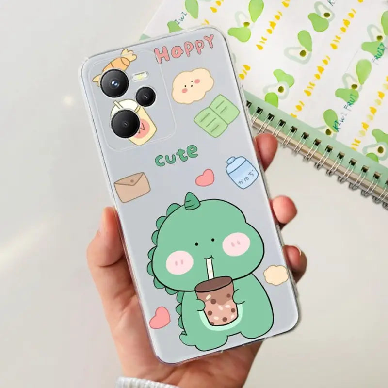 a person holding a phone case with a cartoon character on it