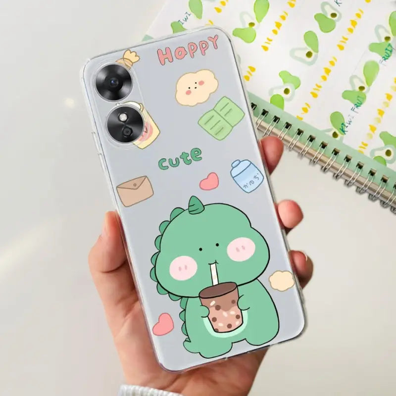 a person holding a phone case with a cartoon character on it