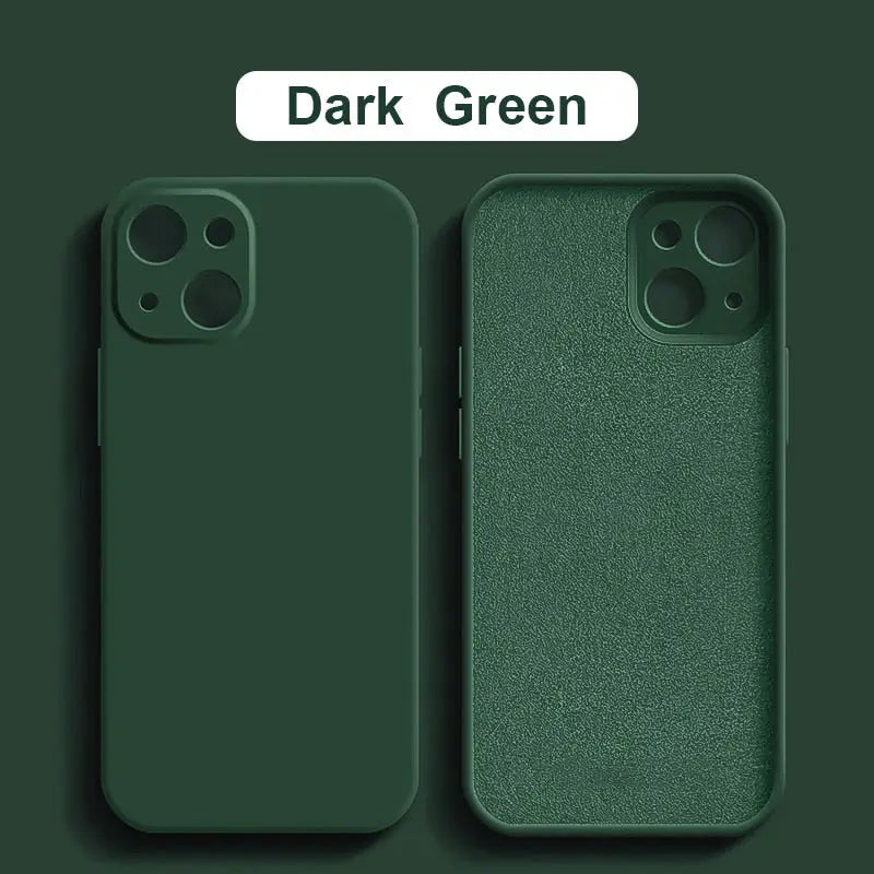 dark green iphone case with a white sticker on the back