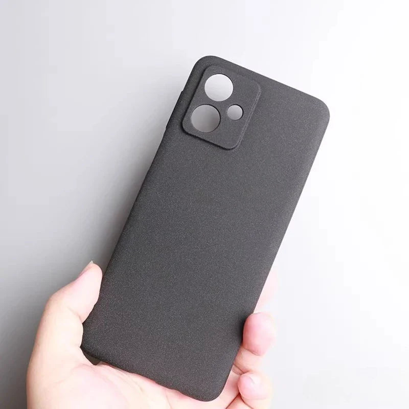 A dark grey, textured phone case with cutouts for three camera lenses.