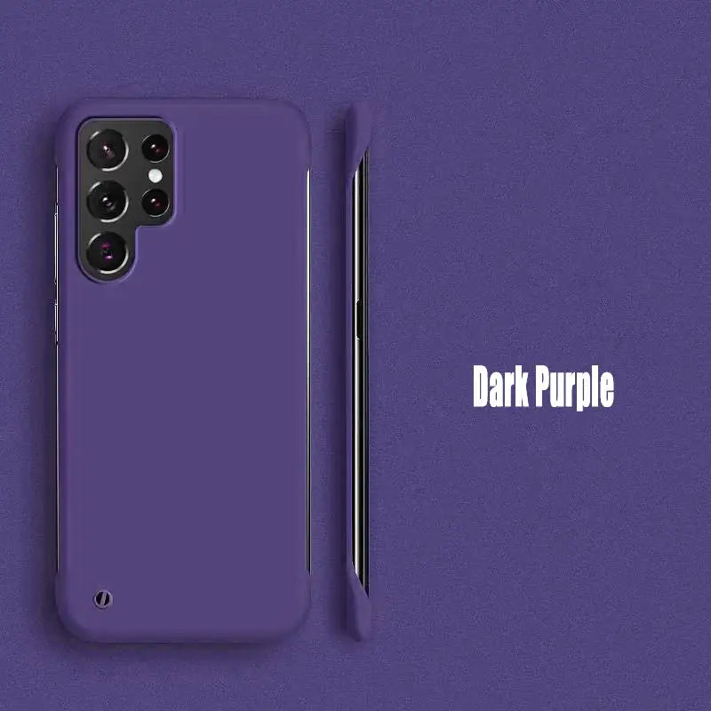 The dark purple iphone case is shown with the dark purple logo