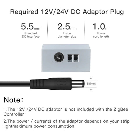 DC adaptor plug specifications.