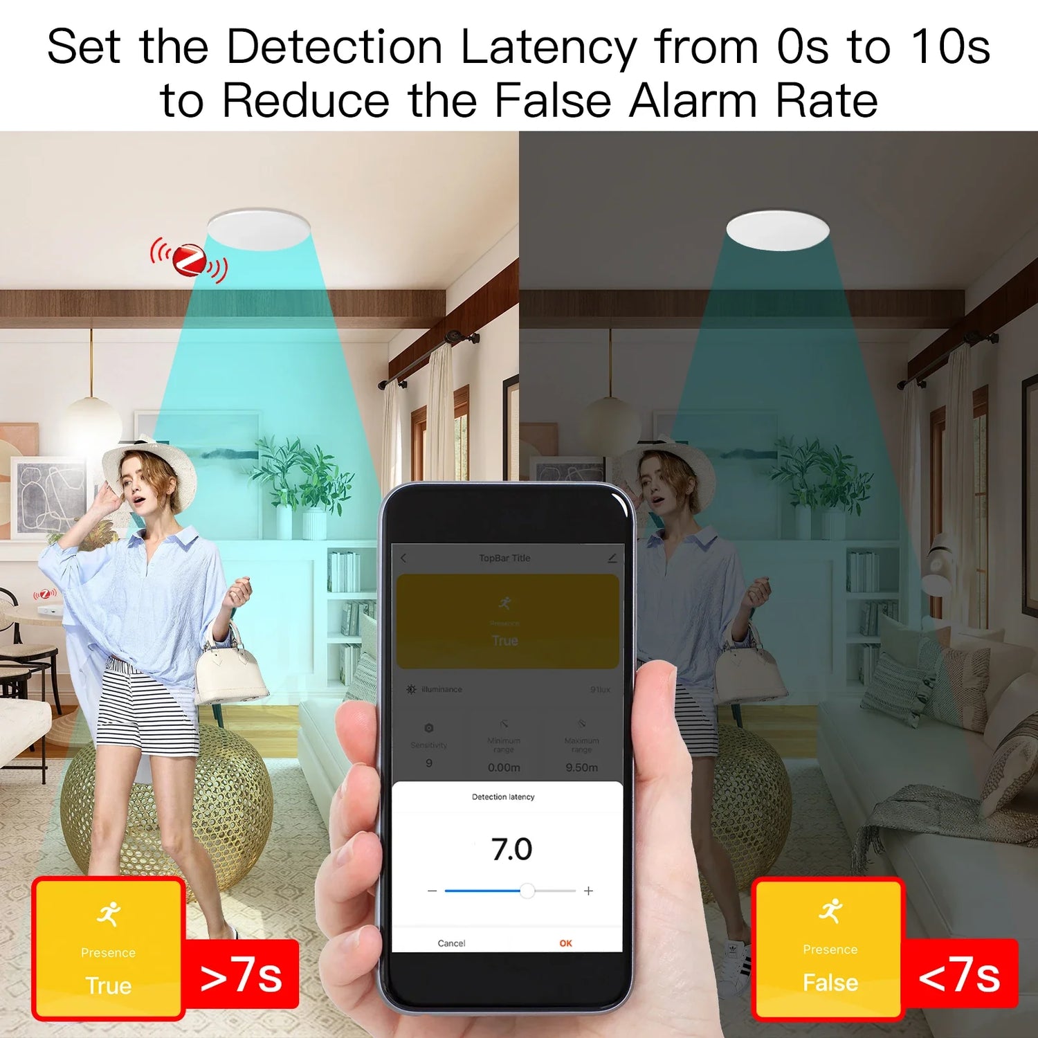 Detection latency setting on a smartphone.