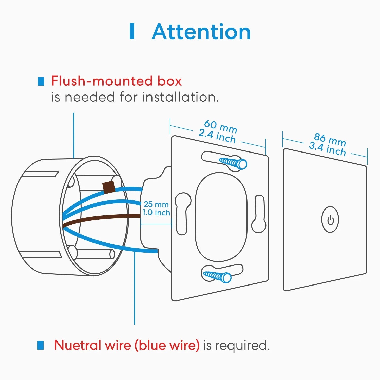 a diagram showing the location of the flush - mounted toilet