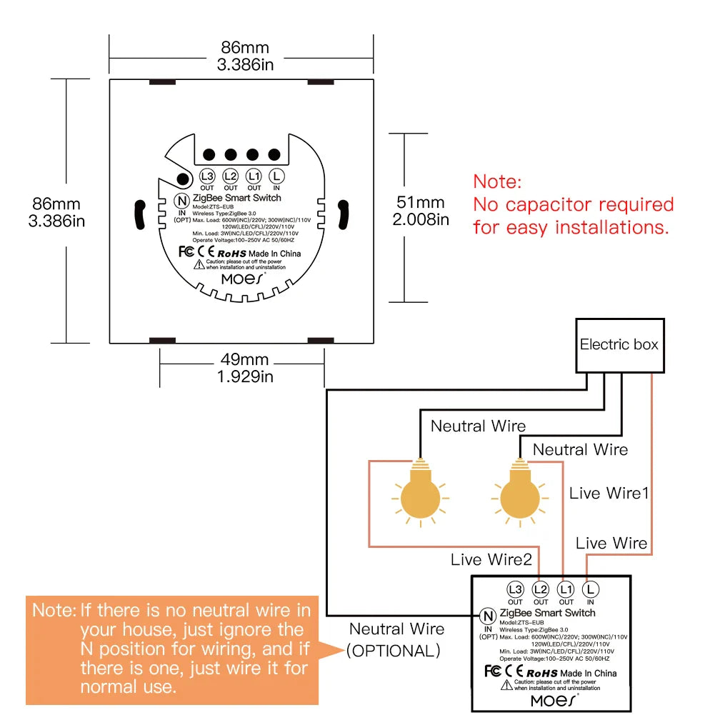 Wiring diagram for a smart switch.