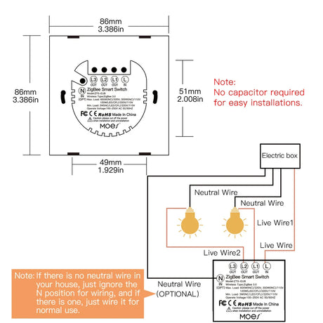 Wiring diagram for a smart switch.
