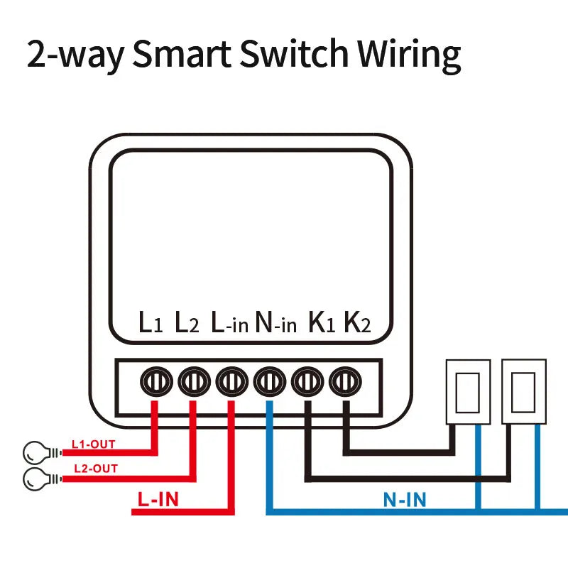 Wiring diagram for a two-way smart switch.