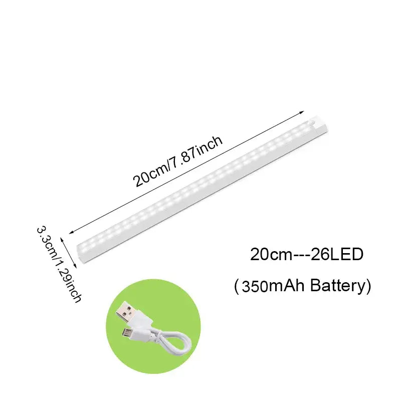 A diagram of a white light strip with a green circle