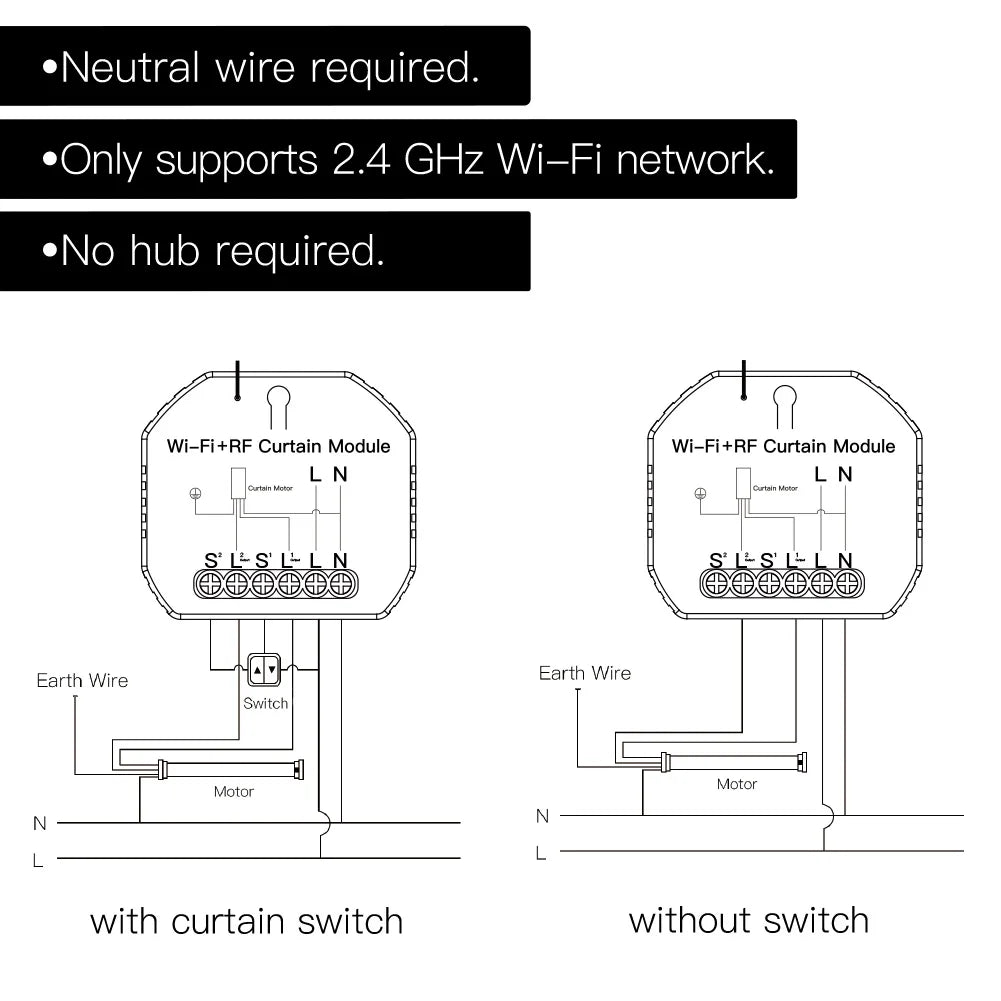 Wiring diagrams for a smart curtain module.