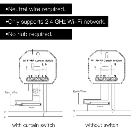 Wiring diagrams for a smart curtain module.