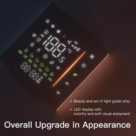 Digital display panel with illuminated icons.
