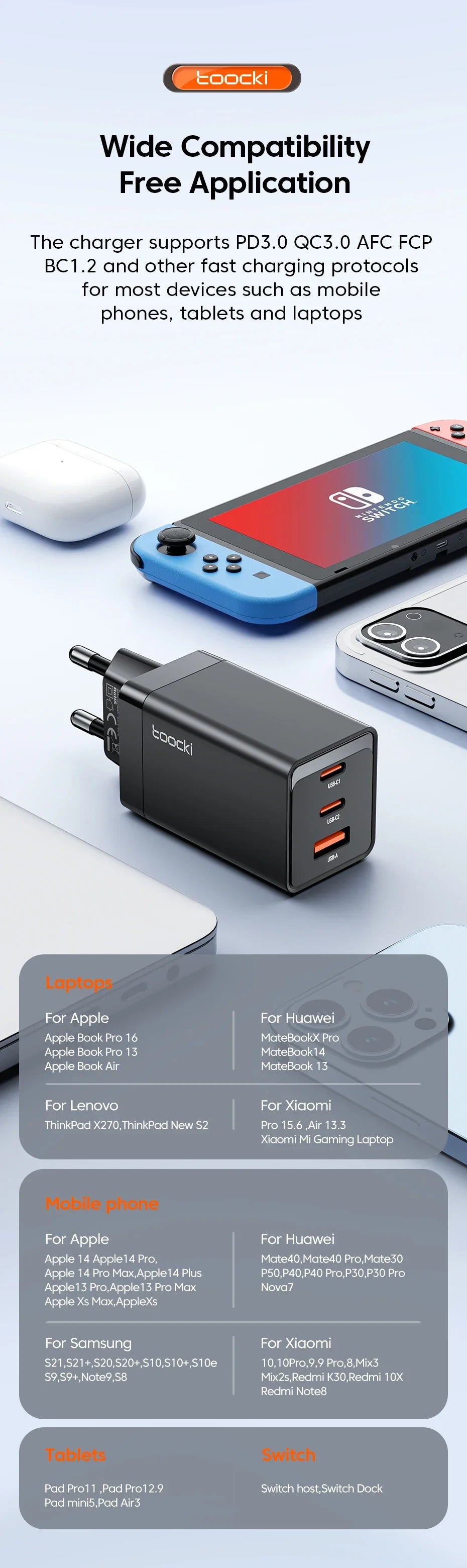 Dual-port USB charger adapter with fast charging capabilities.