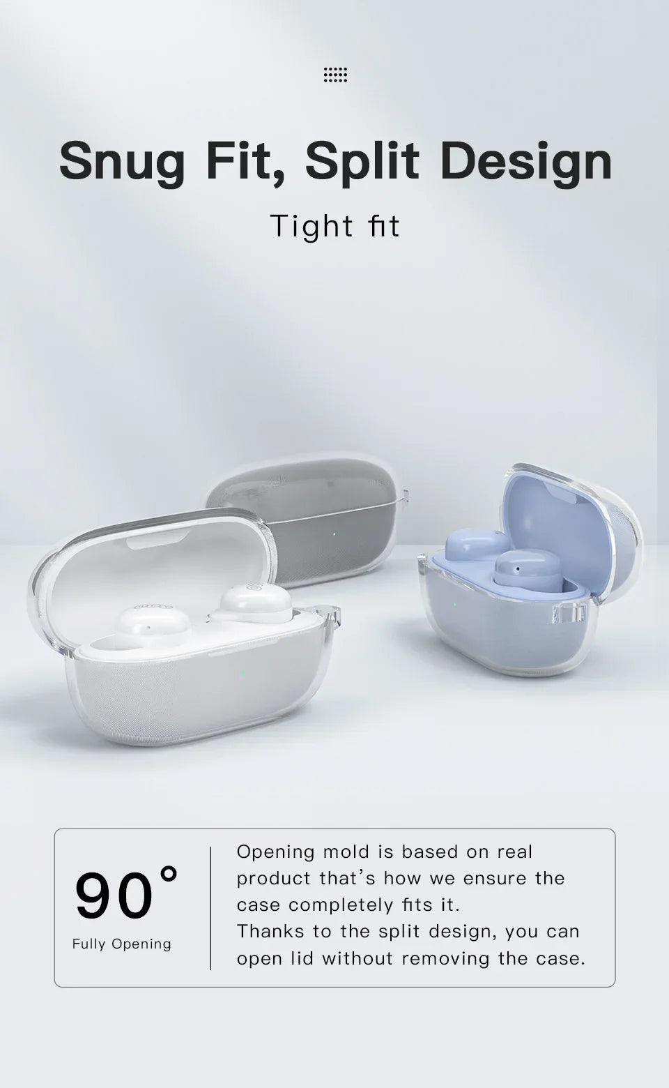 Earbud cases with split design.