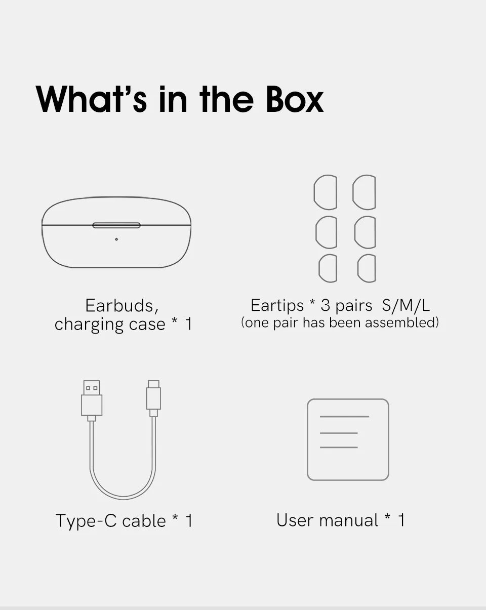 Earbuds and accessories.
