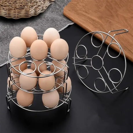 there are eggs in a wire basket on a table