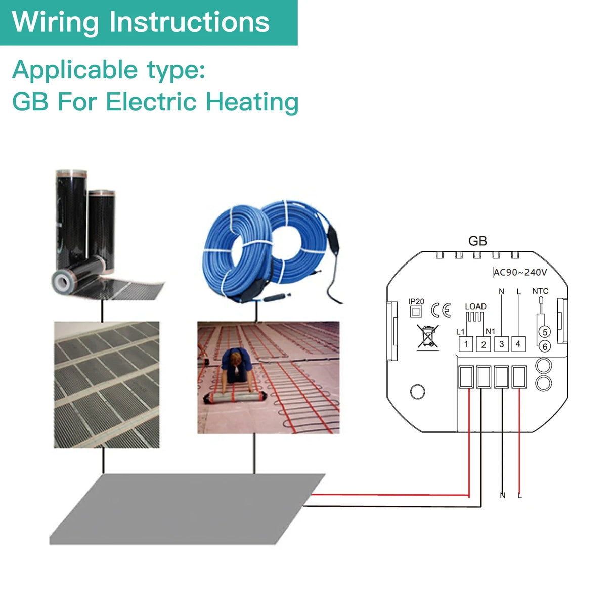 Electric floor heating wiring diagram.