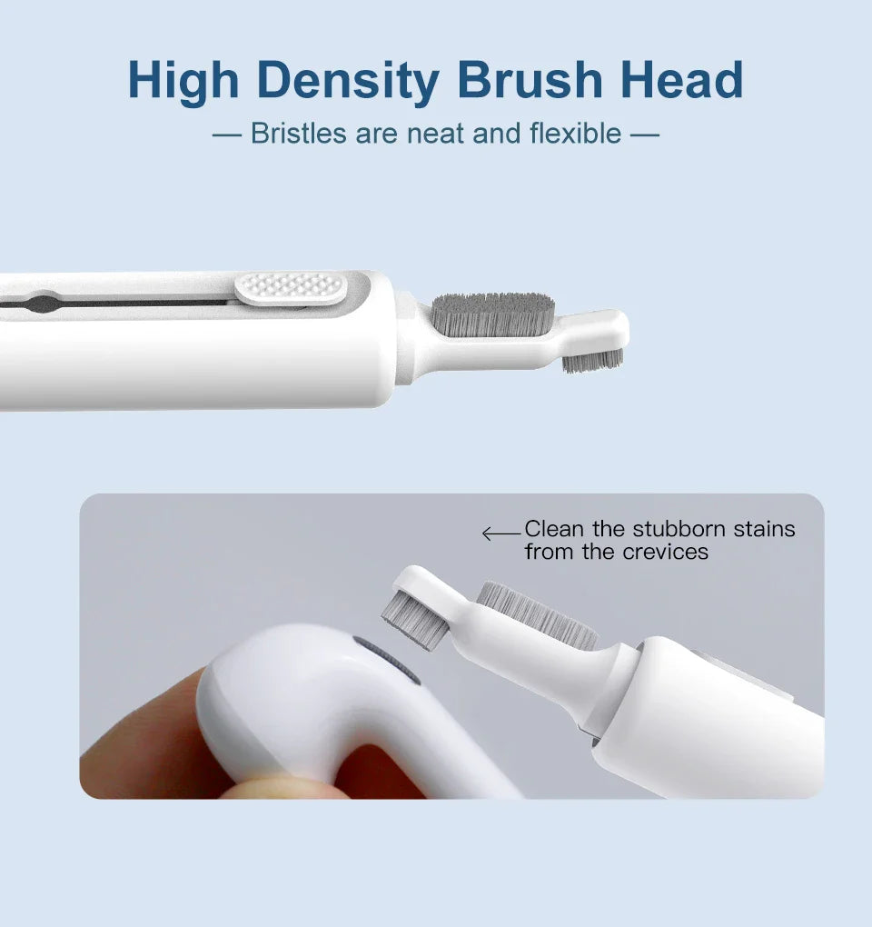 Electric toothbrush with a high-density brush head featuring flexible bristles.