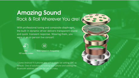 Exploded view of earbud components.