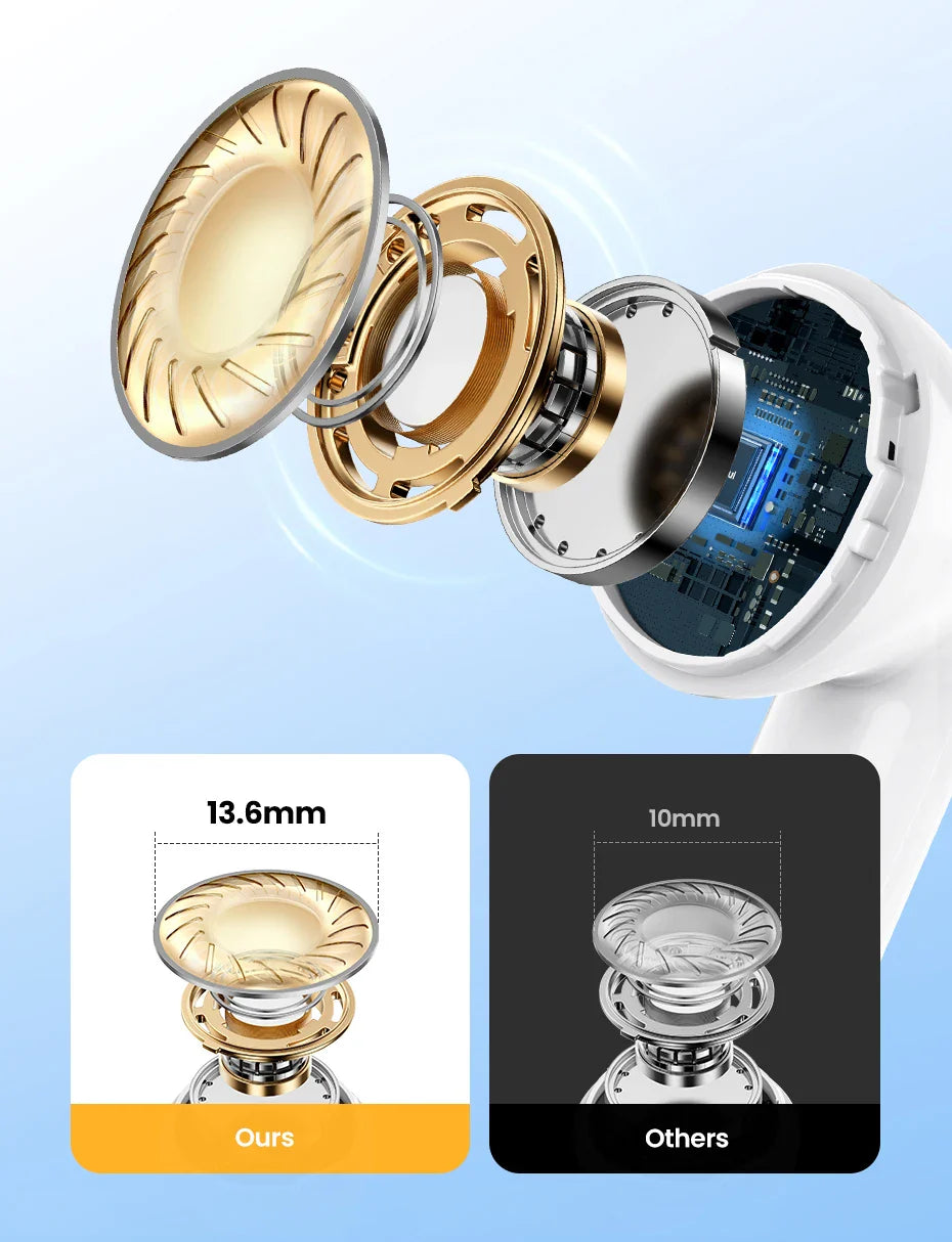 Exploded-view wireless earbud components.