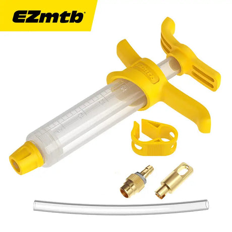 a yellow plastic pipe with a hose and a hose cutter