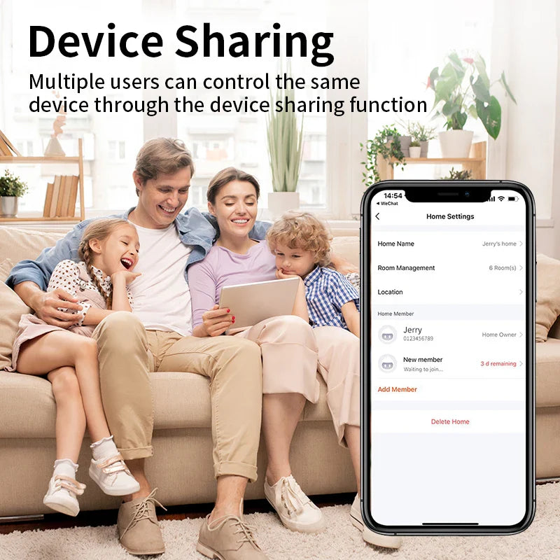 Family using device sharing app.
