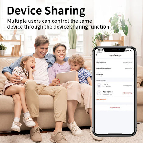 Family using device sharing app.
