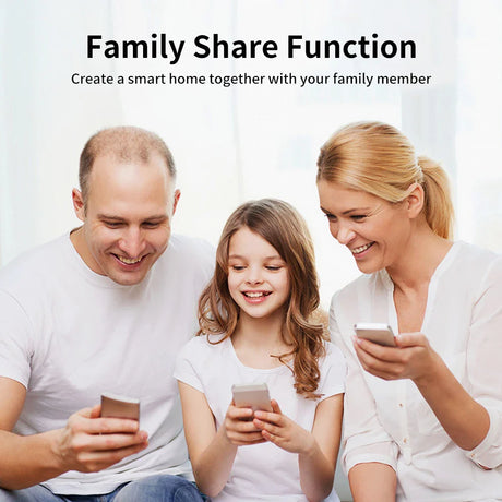 Family using smartphones.