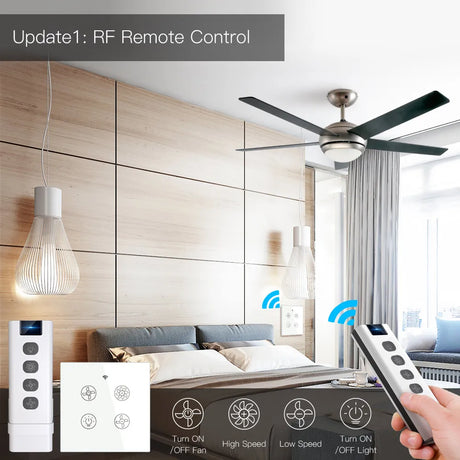 Ceiling fan with remote control.