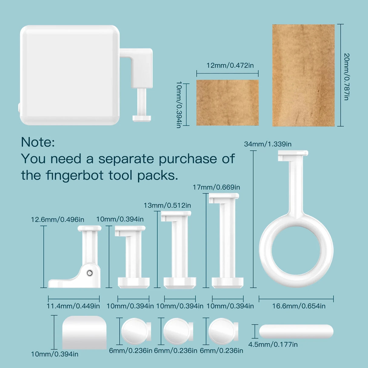 Fingerbot tool pack dimensions.