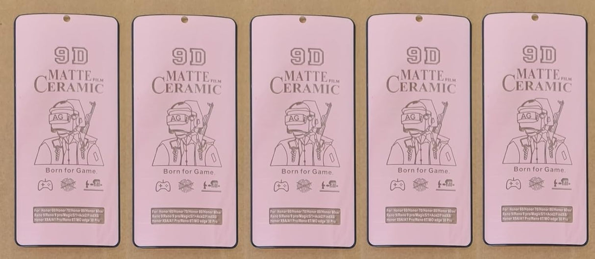 Five 9D matte ceramic screen protectors.