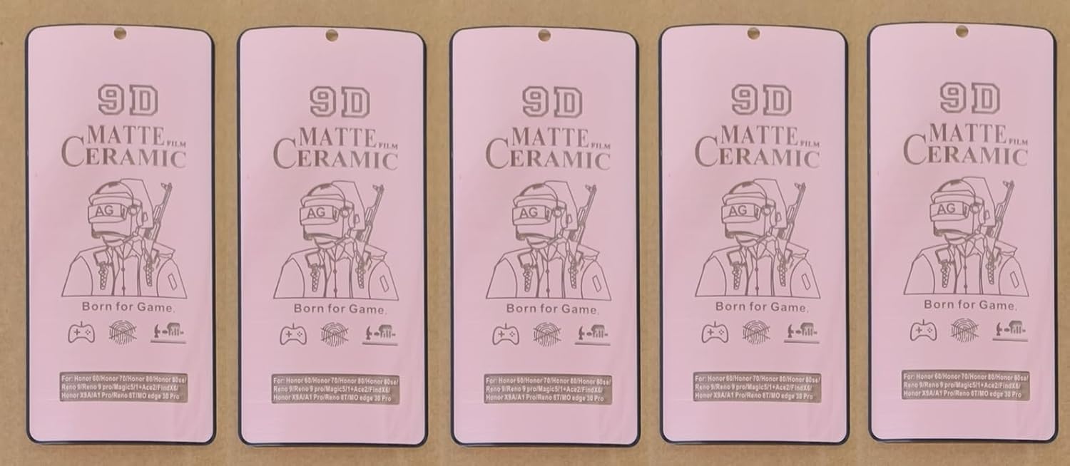 Five 9D matte ceramic screen protectors.