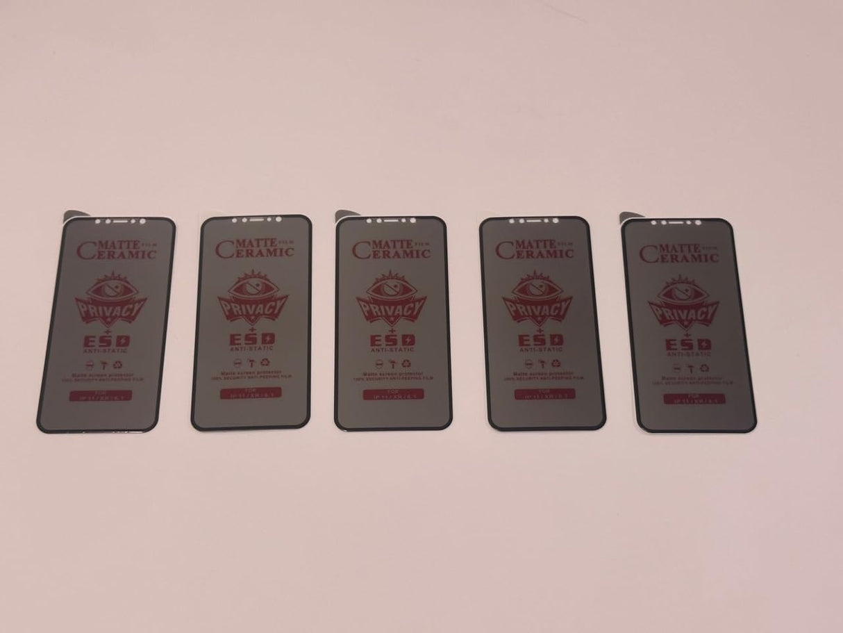 Five gray phone screen protectors.